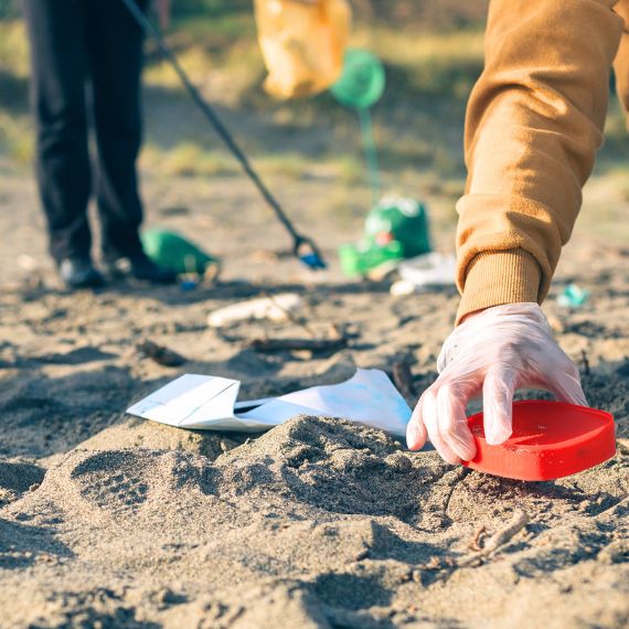 Cleaning up ocean-bound plastic.