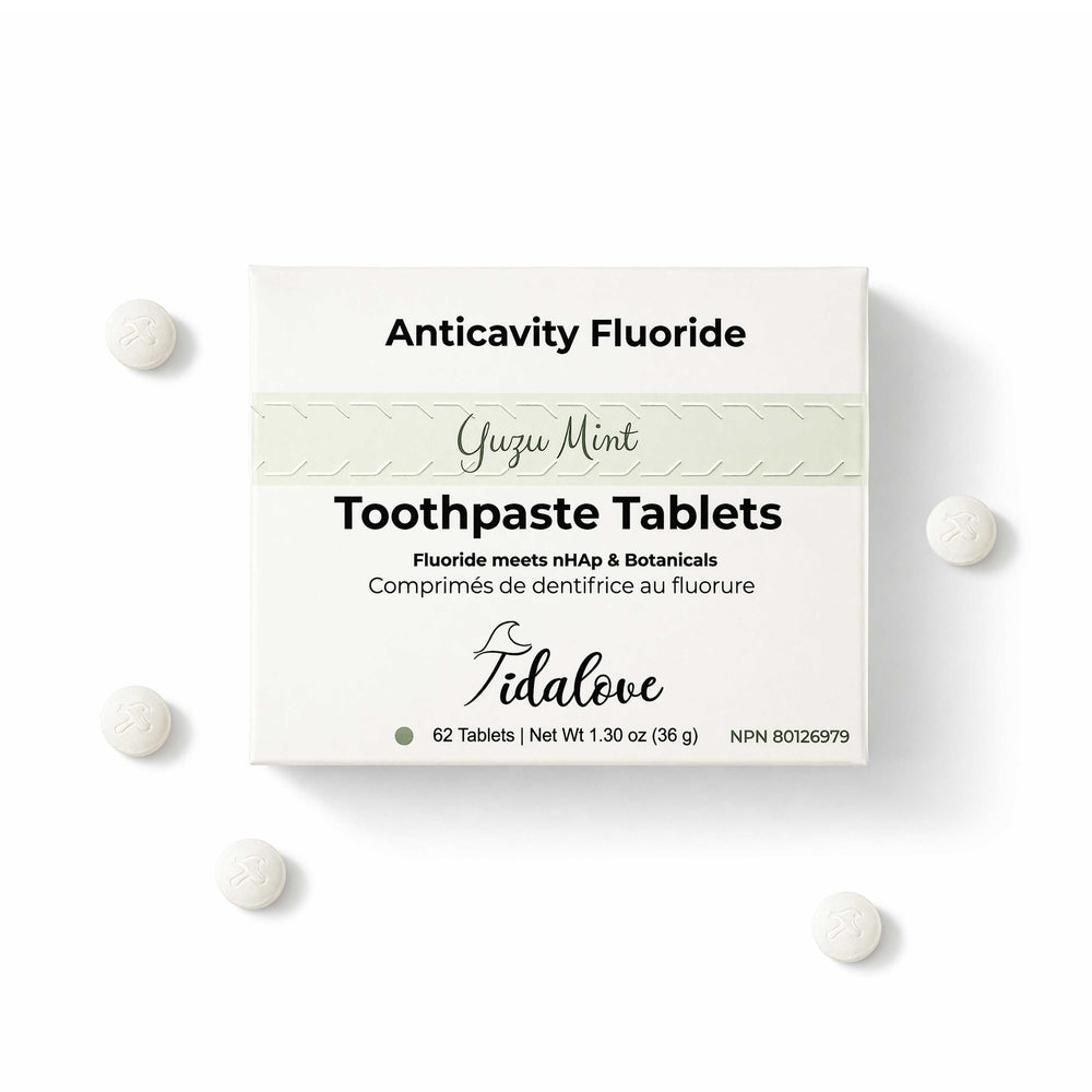 Tidalove Yuzu Mint toothpaste tablets with fluoride