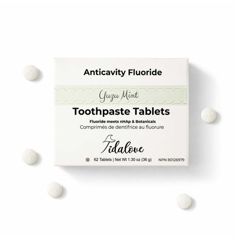 Tidalove Yuzu Mint toothpaste tablets with fluoride