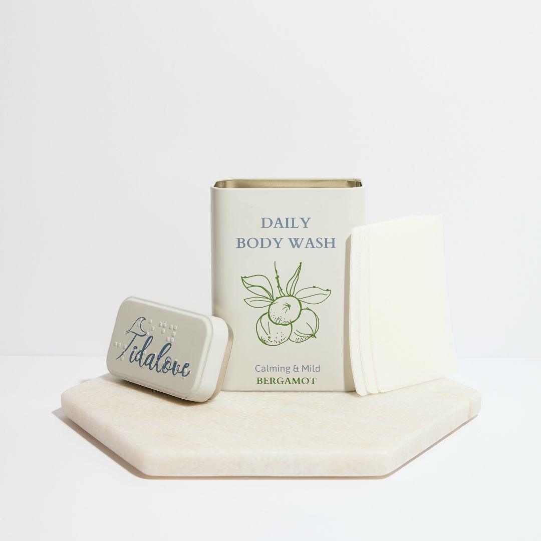 Tidalove body wash sheets tin case